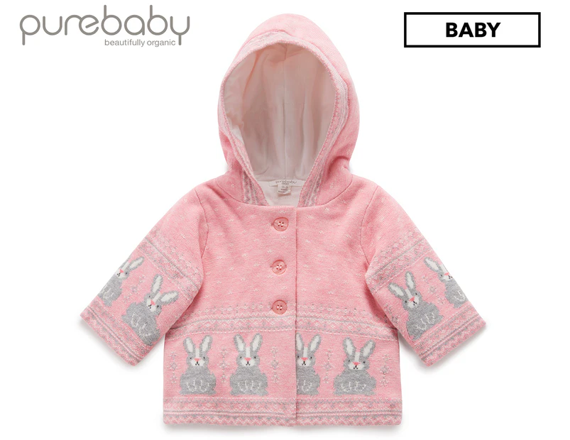 Purebaby Baby Girls' Padded Jacket - Bunny Fairisle