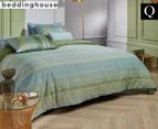 Bedding House Tabby Queen Bed Quilt Cover Set - Green