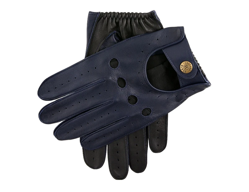 Dents Luxury Waverley Men's Leather Driving Gloves - Royal Blue/Black