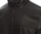 Tommy Hilfiger Men's Leather Look Water Resistant Bomber Jacket - Black