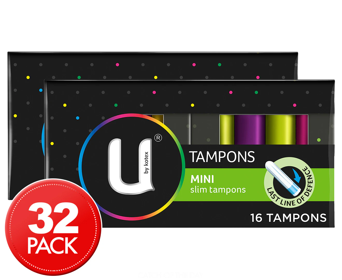 2 x 16pk U by Kotex Mini Slim Tampons