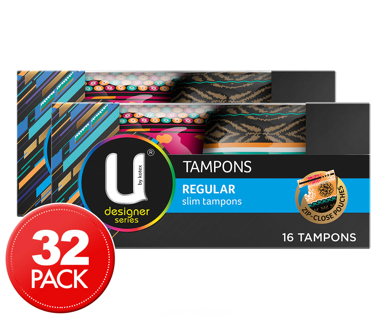 2 x 16pk U by Kotex Designer Series Regular Slim Tampons