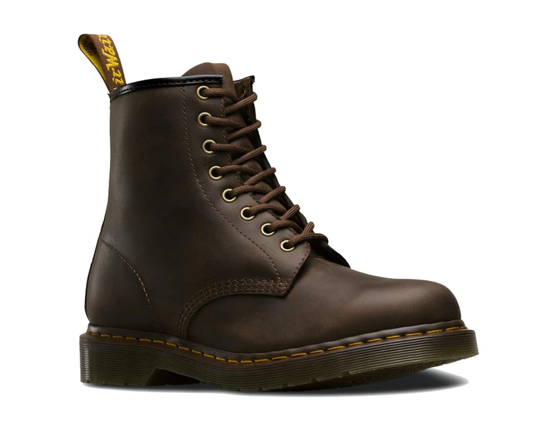 Dr. Martens 1460 8 Up Crazy Horse Leather Boots Festival Shoes - Gaucho Brown