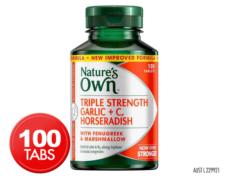 Nature's Own Triple Strength Garlic + C Horseradish 100 Tablets