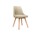 Artiss 2x Replica Dining Chairs Beech Wooden Timber Chair Kitchen Fabric Beige