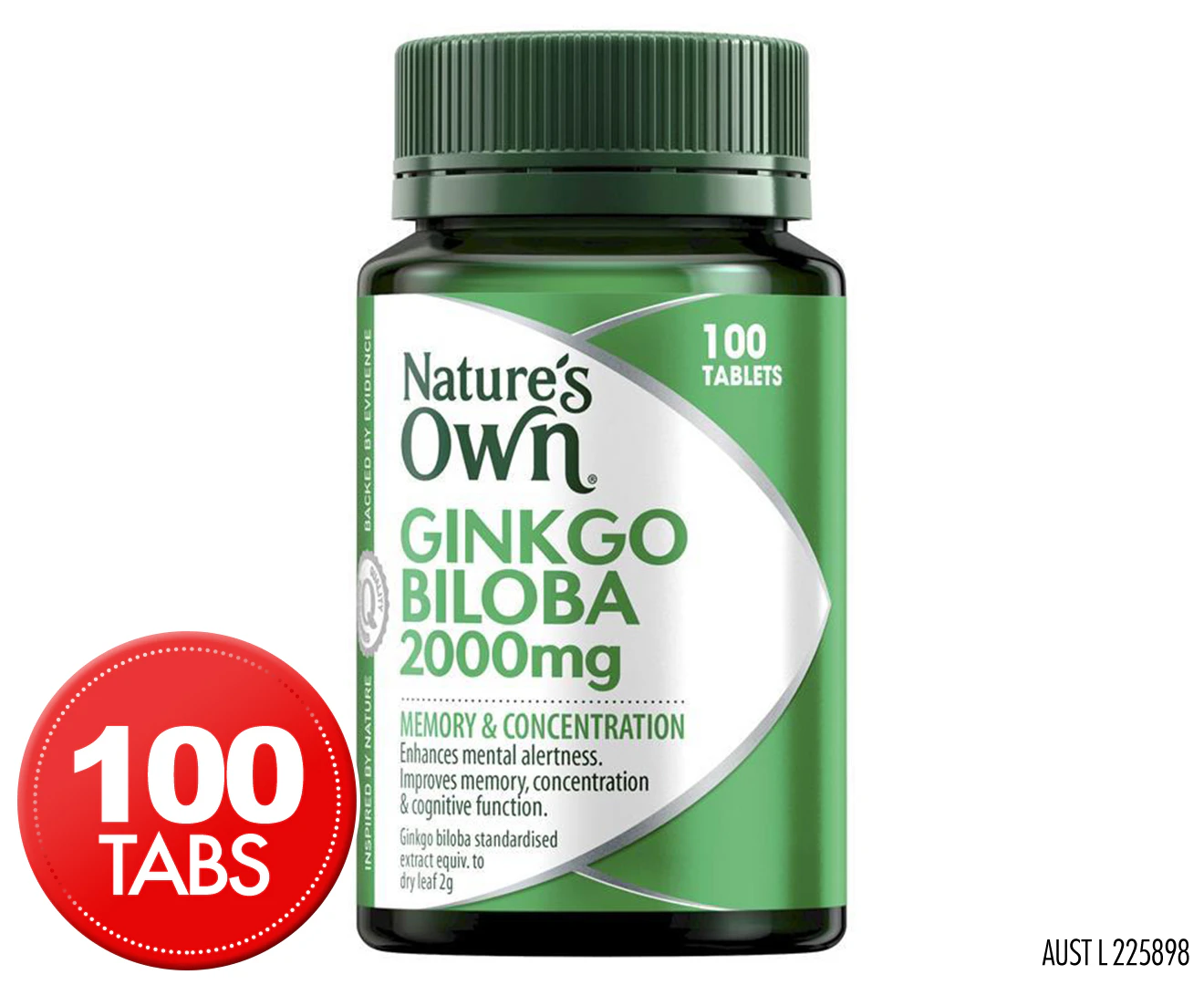 Natures Own Ginkgo Biloba 2000mg 100 Tablets