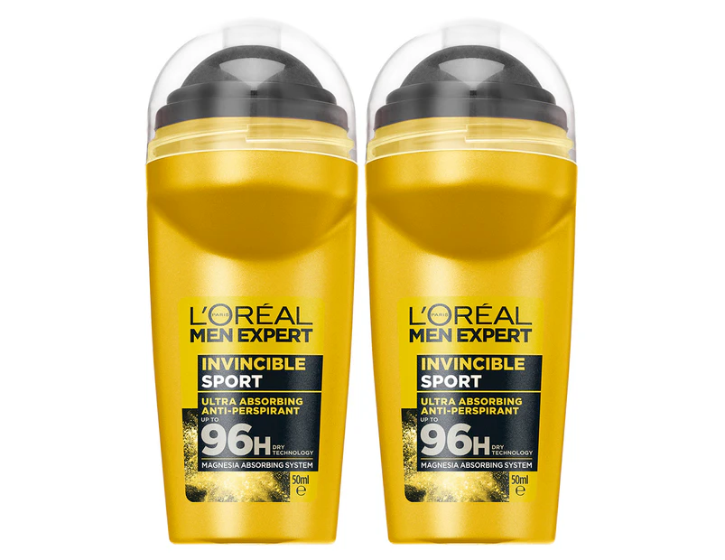 2 x L'Oréal Paris Men Expert Invincible Sport Roll-On Deodorant 50mL