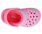 Crocs Girls' Classic Printed Fleece Lined Clogs - Pink Lemonade