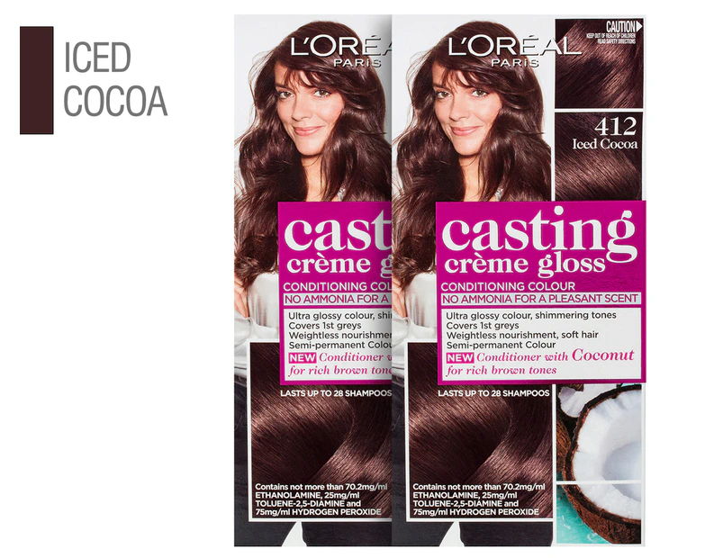 2 x L'Oréal Paris Casting Crème Gloss Semi-Permanent Hair Colour - #412 Iced Cocoa