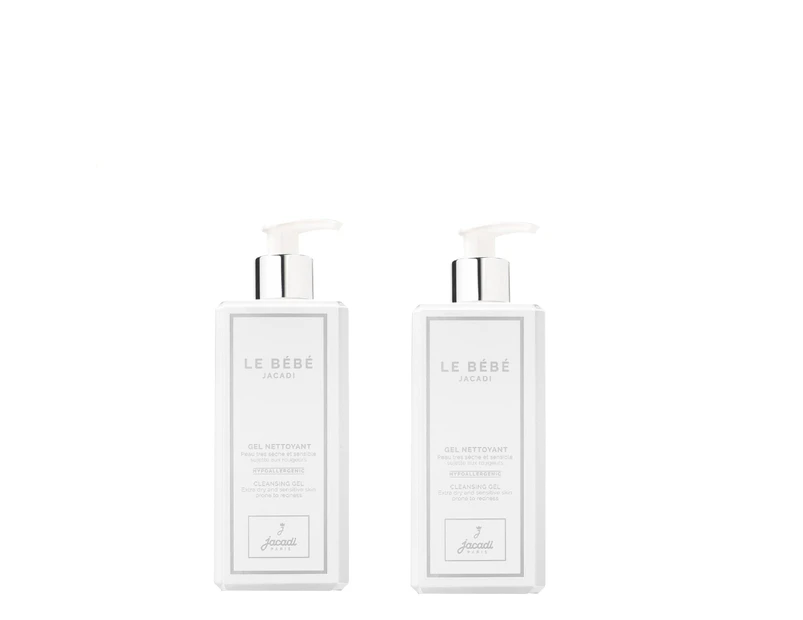 2 x Jacadi Paris Skincare - Cleansing Gel Body & Hair - Hypoallergenic - for Baby and Mommy - Made in France - 400 ml