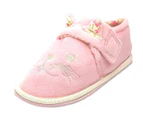 Girls Sweet Dreams Pink Cat Slippers in Plush Fabric