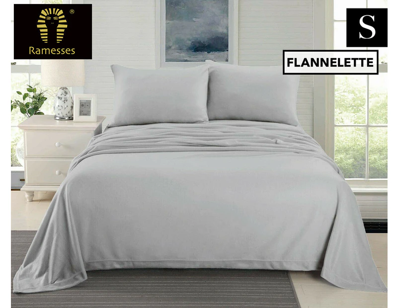 Ramesses Cashmere Touch Flannel Single Bed Sheet Set - Grey