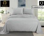 Ramesses Cashmere Touch Flannel Queen Bed Sheet Set - Grey