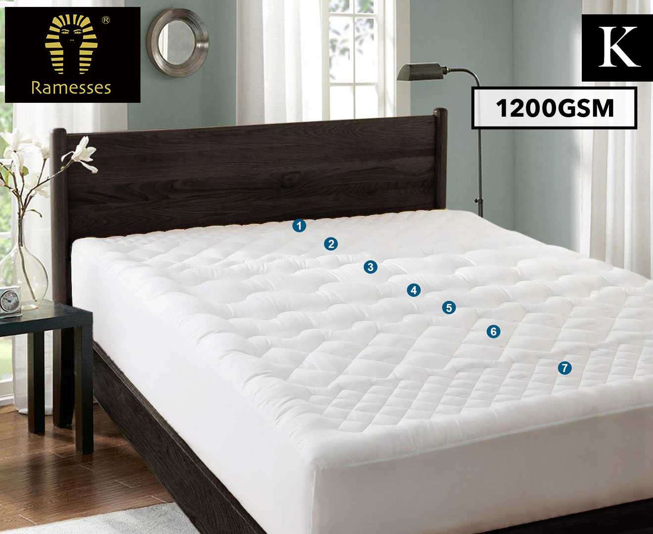 1200GSM 7-Zone Massage Mattress Topper King