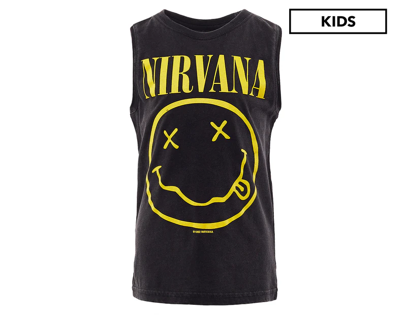 Sunnyville Boys' Nirvana Kissing Muscle Tank Top - Washed Black