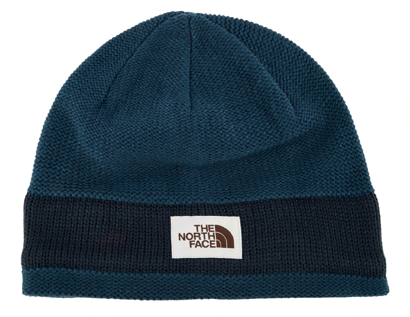 The North Face Logo Stripe Beanie - Blue Wing Teal/Urban Navy