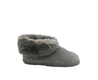 Panda Eliya Leather Suede Slipper Boot Warm Soft Fluffy Grey