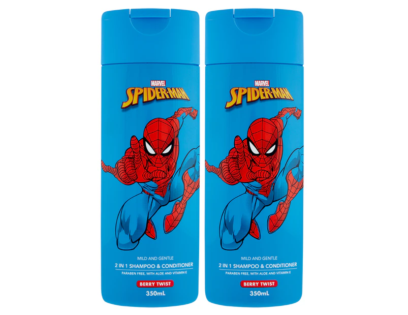 2 x Spider-Man 2-In-1 Shampoo & Conditioner 350mL
