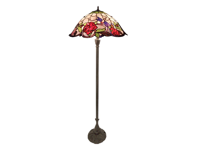 Rose and Dragonfly Tiffany Floor Lamp