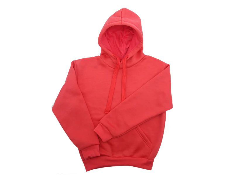Kids Unisex Basic Pullover Hoodie Jumper School Uniform Plain Casual Sweat Shirt - Pink