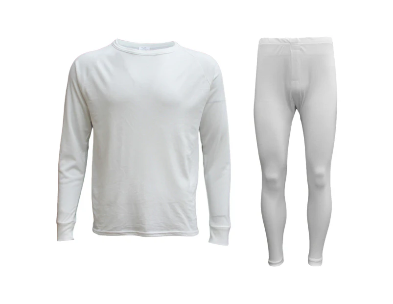 Mens 2PCS SET Merino Wool Blend Top Pants Thermal Sleepwear Underwear - Beige