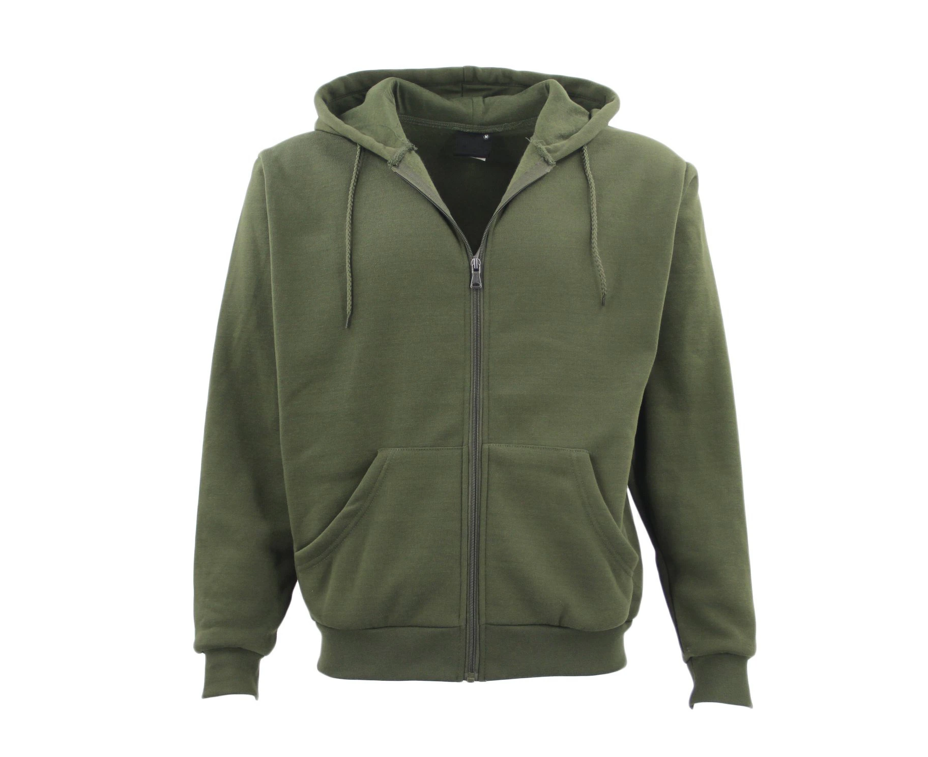 Adult Unisex Zip Plain Fleece Hoodie Hooded Jacket Mens Sweatshirt Jumper XS-6XL - Olive