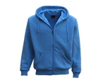 Adult Unisex Zip Plain Fleece Hoodie Hooded Jacket Mens Sweatshirt Jumper XS-6XL - Blue