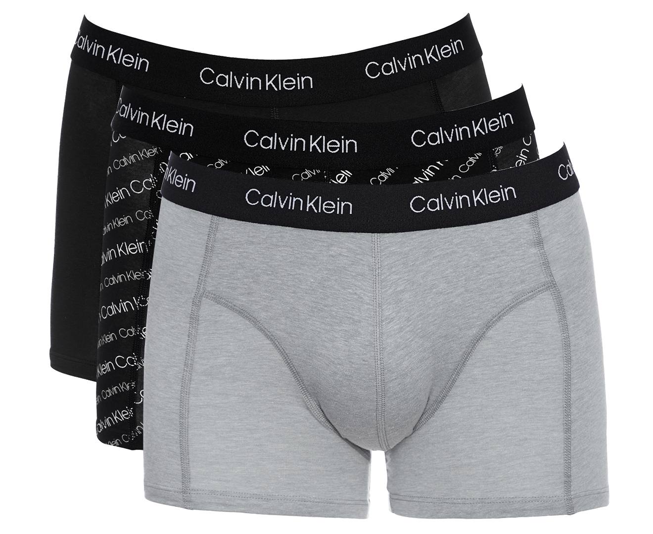 Calvin Klein Men's Axis Cotton Stretch Trunk 3-Pack - Black/Wolf Grey ...