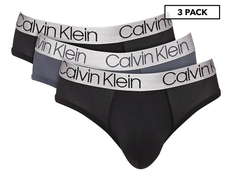 Calvin Klein Men's Microfibre Hip Briefs 3-Pack - Black/Dark Grey