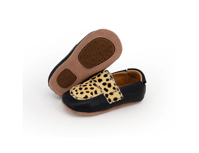 Pre-walker Leather Loafers Black Leopard