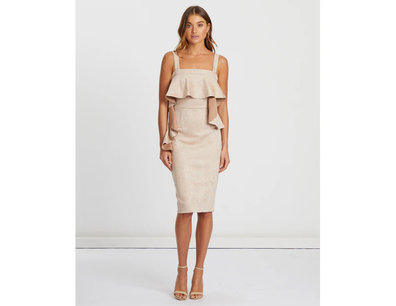 Chancery Women's Terille Suedette Frill Dress - Taupe