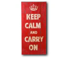Wooden Print In Antique Red - Keep Calm