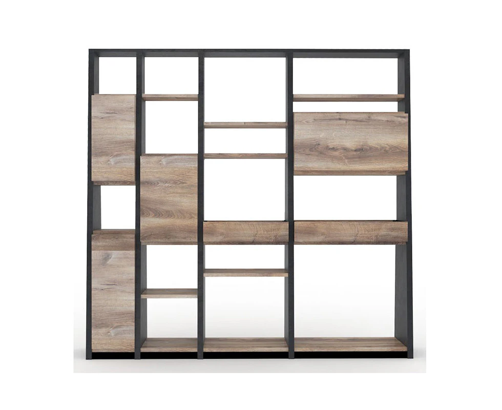 BARON Display Unit 230cm - Warm Oak & Black