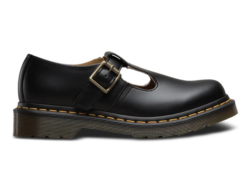 Dr. Martens Women's Polley Smooth Mary Jane T-Bar Shoes - Black Smooth - Black