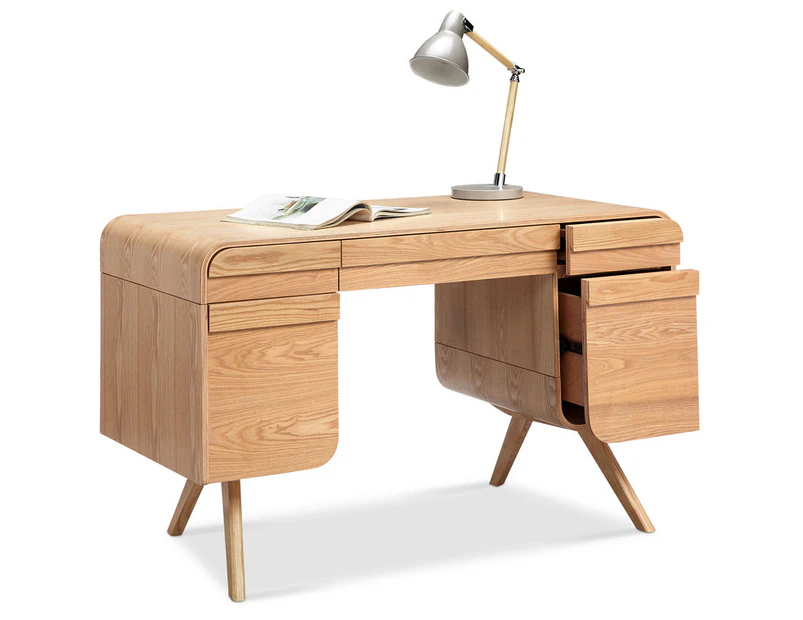 CELIO Study Desk with Storage 1.2M - Natural Ash Oak