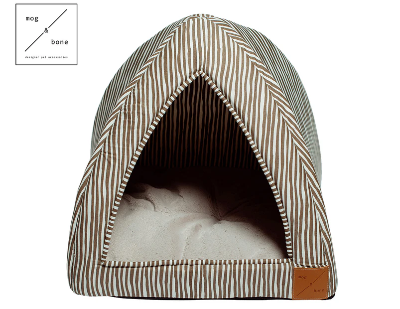 Mog & Bone Igloo Pet Bed - Mocca Stripes Print Pattern