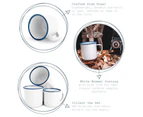 Rink Drink Traditional Enamel White Tea / Coffee Mugs - 350ml - Blue Trim - Set of 6