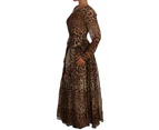 Dolce & Gabbana Brown Leopard Silk Full Gown Maxi Dress