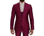 Dolce & Gabbana Pink Jacquard 3 Piece Slim Fit Suit
