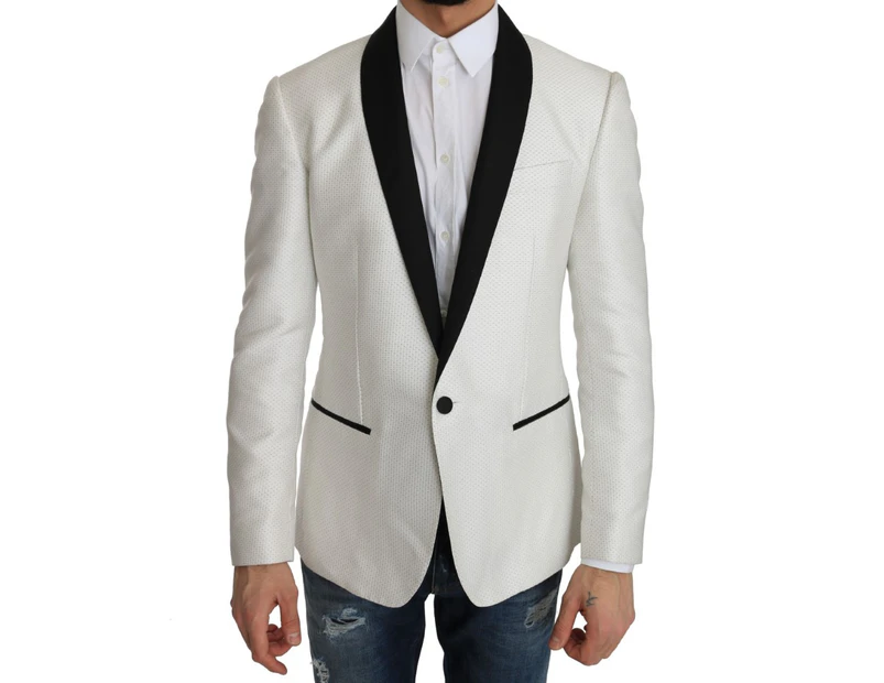 Dolce & Gabbana White Jacquard MARTINI Blazer Jacket Men Clothing Blazers