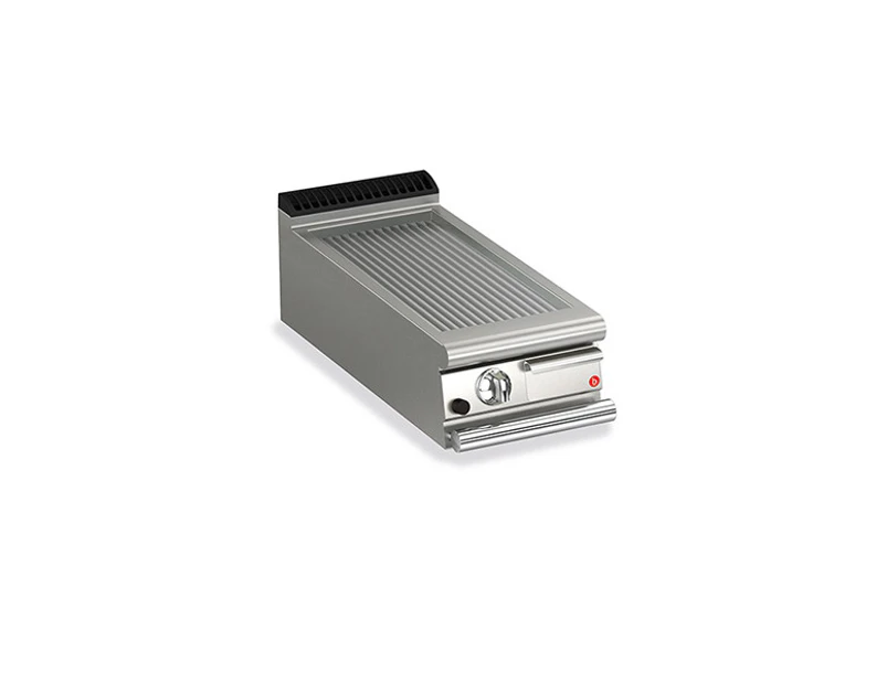 Baron 1 Burner Gas Fry Top 900Mm Depth With Ribbed Mild Steel Plate - Silver