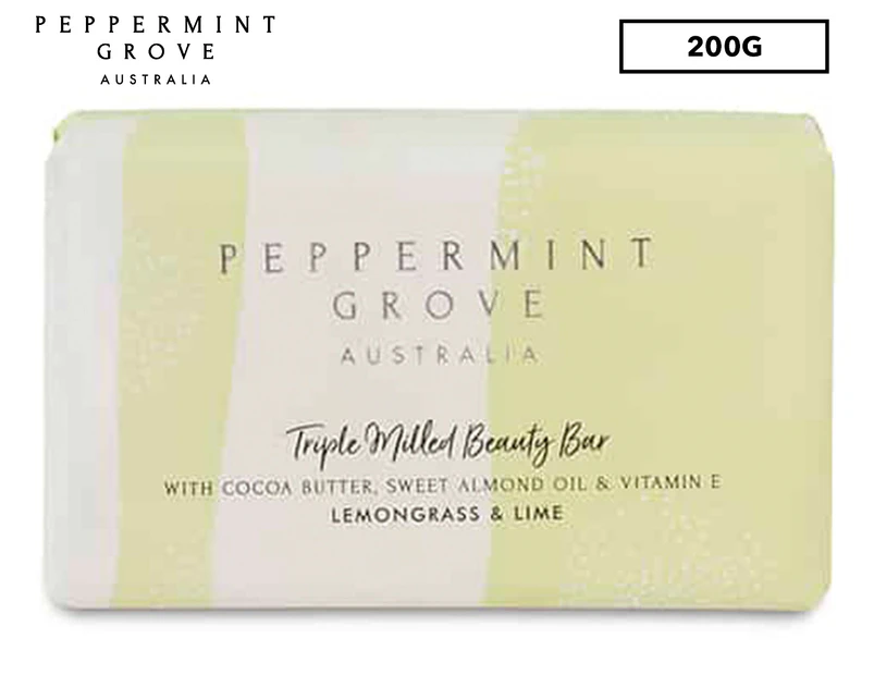 Peppermint Grove Triple Milled Beauty Bar Soap Lemongrass & Lime 200g