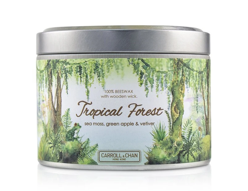 The Candle Company Tin Can 100% Beeswax Candle with Wooden Wick  Tropical Forest (8x5) cm