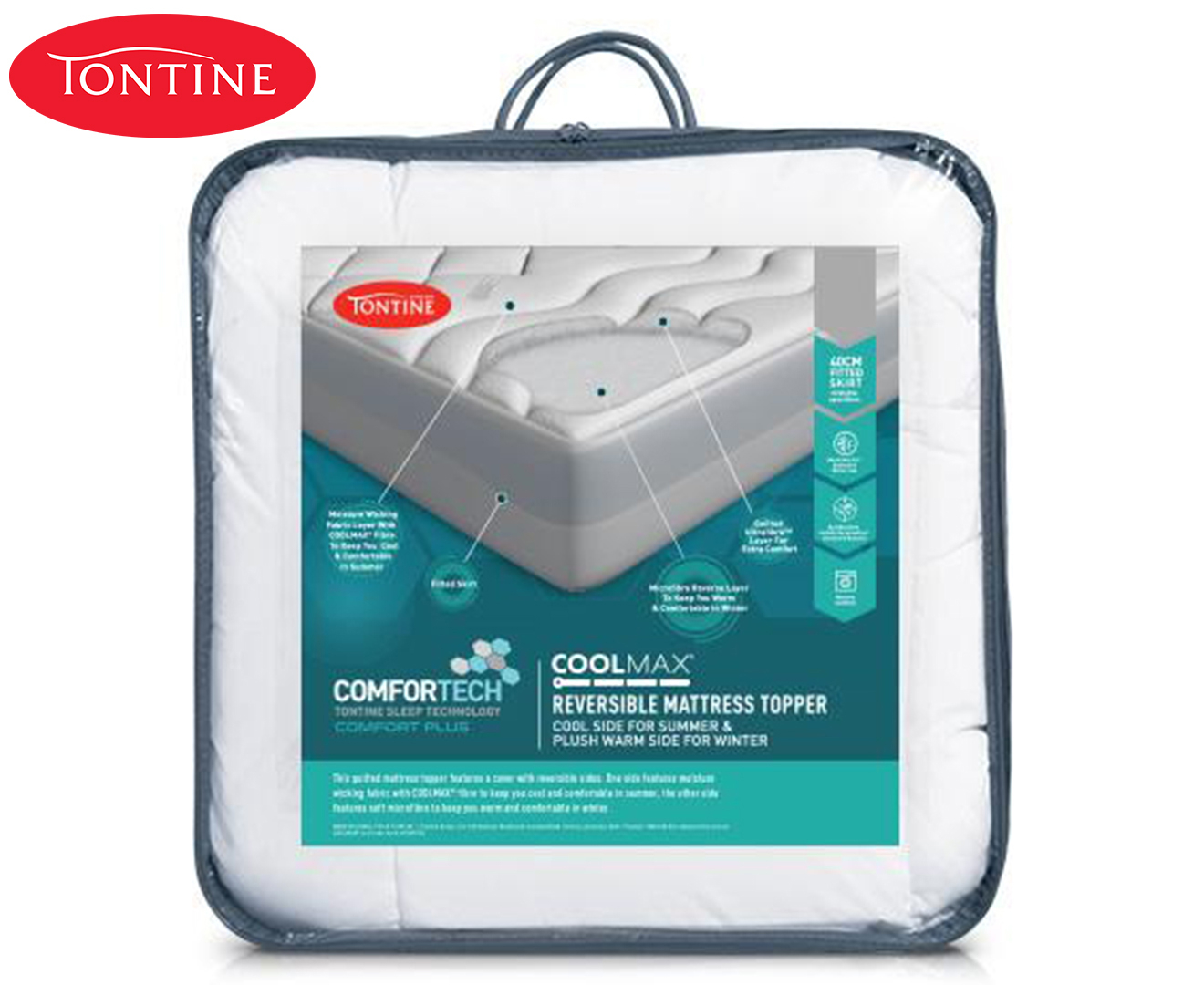 tontine comfortech coolmax reversible mattress topper