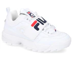 Fila Women's Disruptor II Applique Sneakers - White/Navy/Red