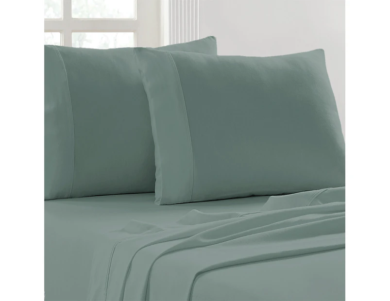 Flannel Sheet Set Egyptian Cotton 175 GSM Brushed - Colour Chinois Green/Sea Foam