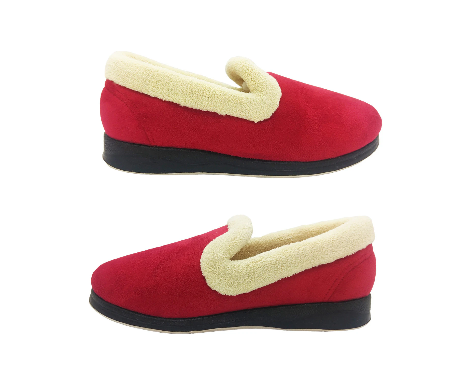 Panda Emille Slip on Wider Slipper Soft Trim Warm Lining Micro Suede Upper - Red