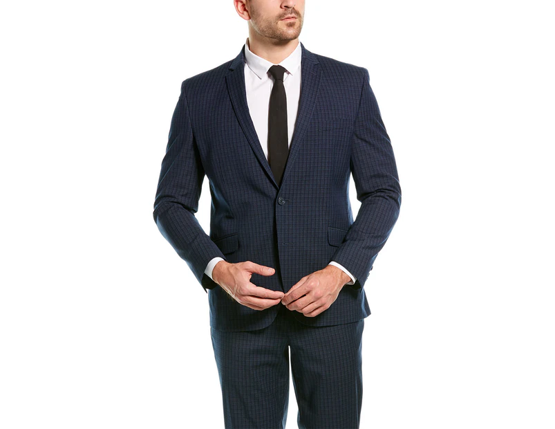 Kenneth Cole Reaction Men's  2Pc Techni-Cole Suit With Flat Pant - Blue