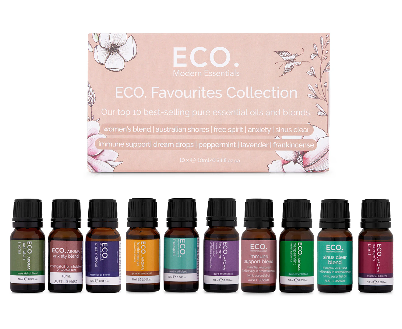 Eco. Modern Essentials Essential Oil Favourites Collection 10ml X 10 Pack