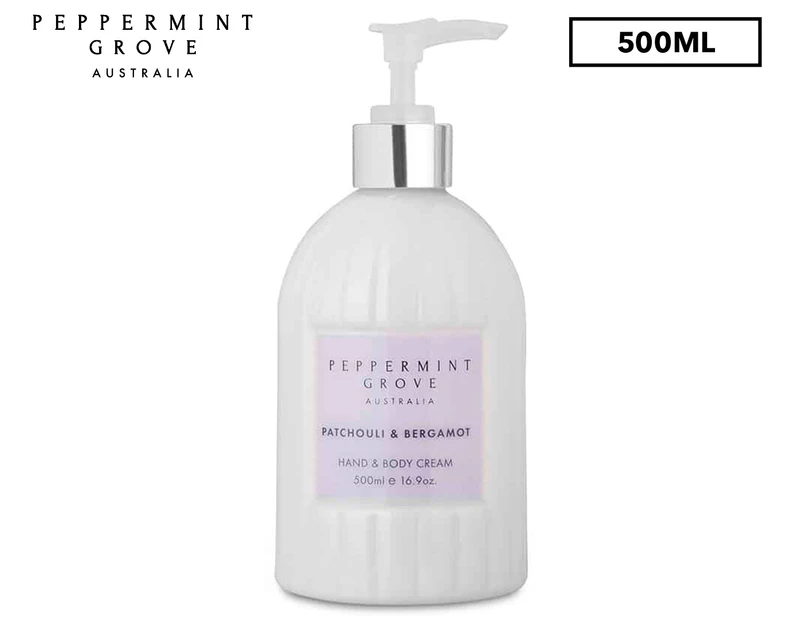 Peppermint Grove Australia Patchouli & Bergamot Hand + Body Cream 500mL